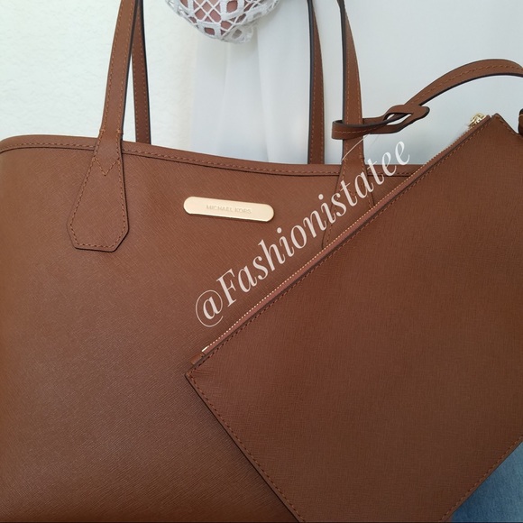 NWT MICHAEL KORS CANDY LARGE REVERSIBLE TOTE BROWN - Picture 4 of 6